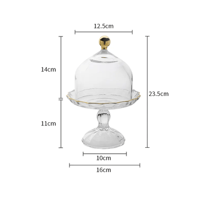 Glass Pastry Dome Stand Tall Nordic Tray With Dustproof Cover