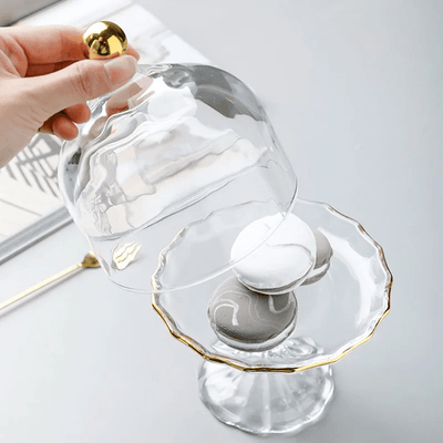 Glass Pastry Dome Stand Tall Nordic Tray With Dustproof Cover