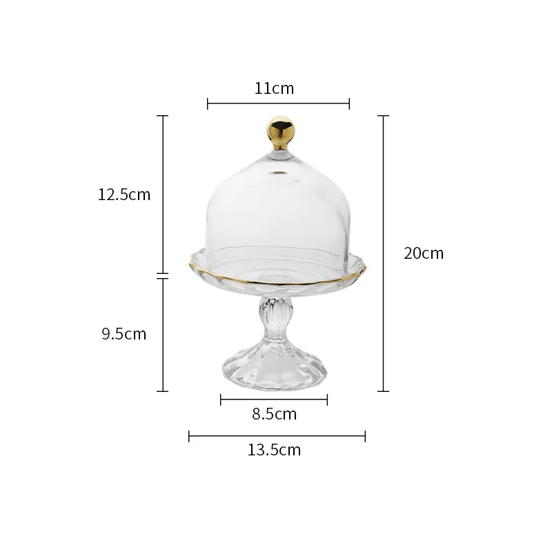 Glass Pastry Dome Stand Tall Nordic Tray With Dustproof Cover