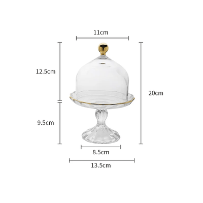 Glass Pastry Dome Stand Tall Nordic Tray With Dustproof Cover