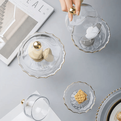 Glass Pastry Dome Stand Tall Nordic Tray With Dustproof Cover