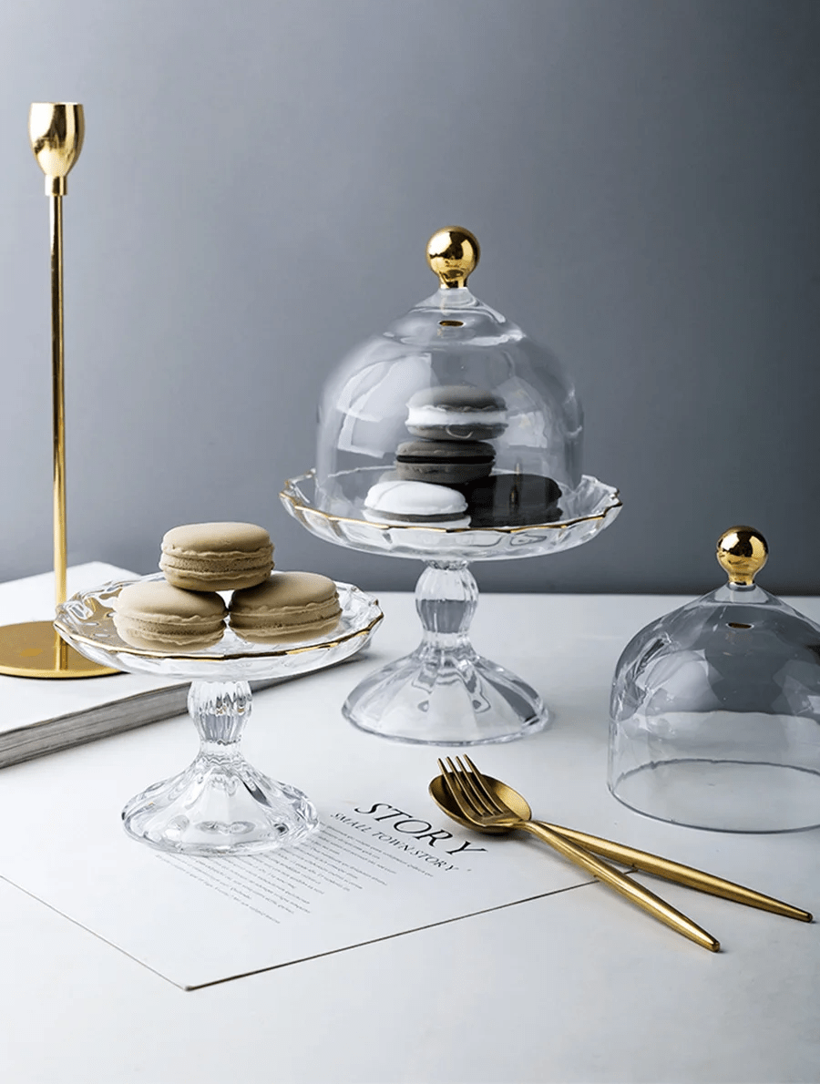 Glass Pastry Dome Stand Tall Nordic Tray With Dustproof Cover