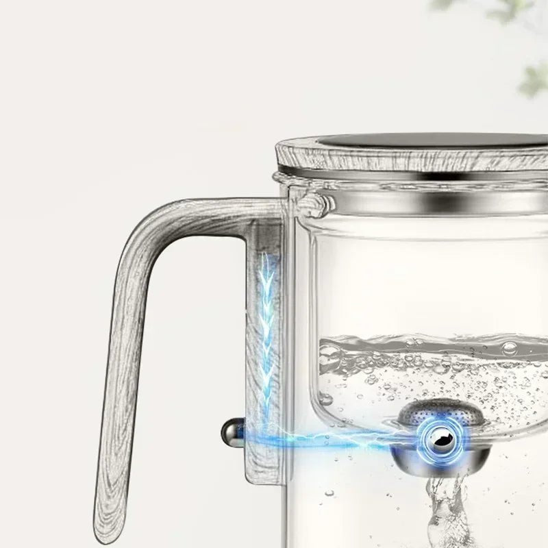 Glass Teapot With Magnetic Filter And Elegant Wooden Handle Design