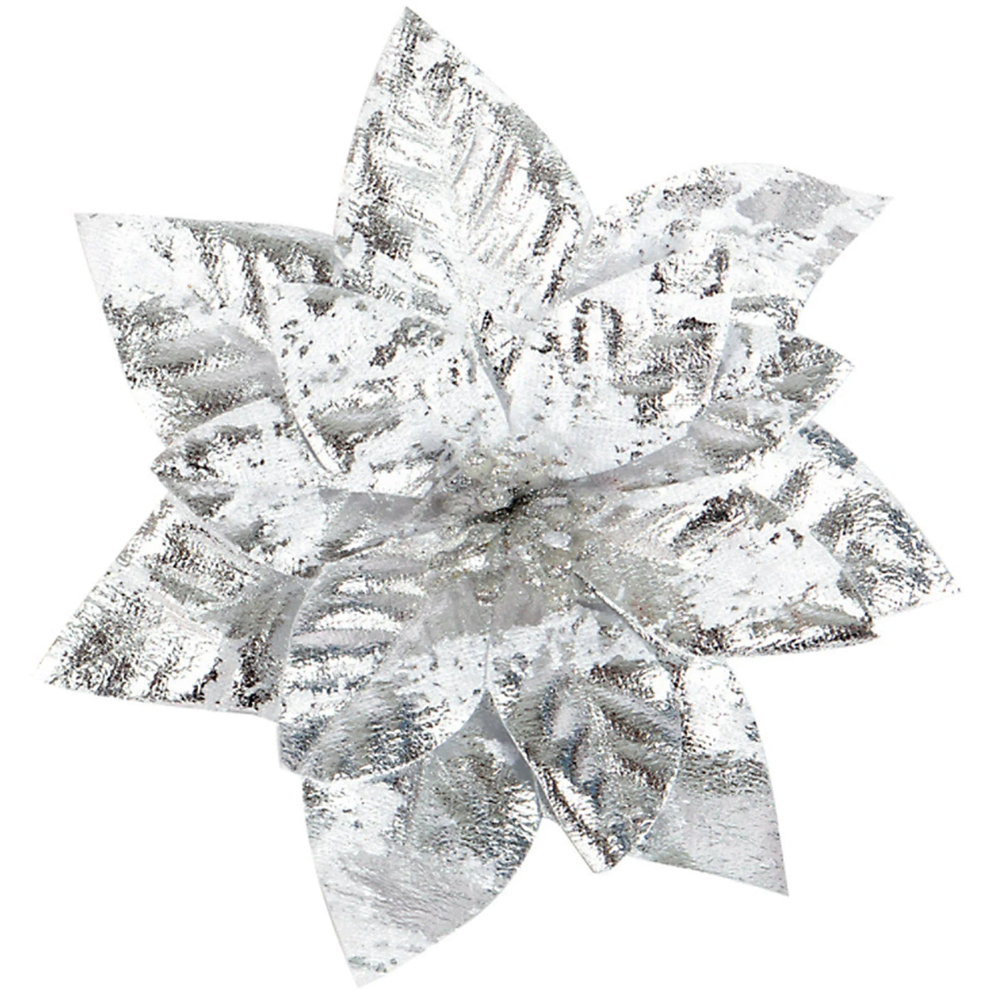 Glittering Artificial Poinsettia Flower Head With Festive Berry Accents