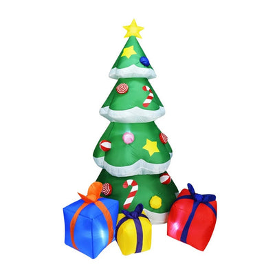 LED Inflatable Christmas Tree With Elf Outdoor Festive Decoration