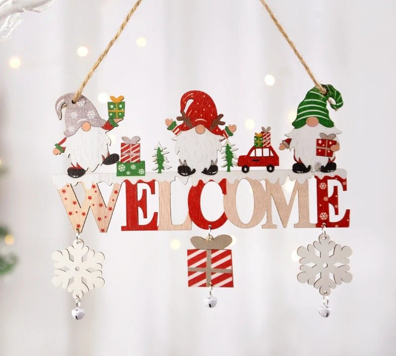 Gnome Santa Claus Wooden Hanging Ornament Festive Christmas Decor