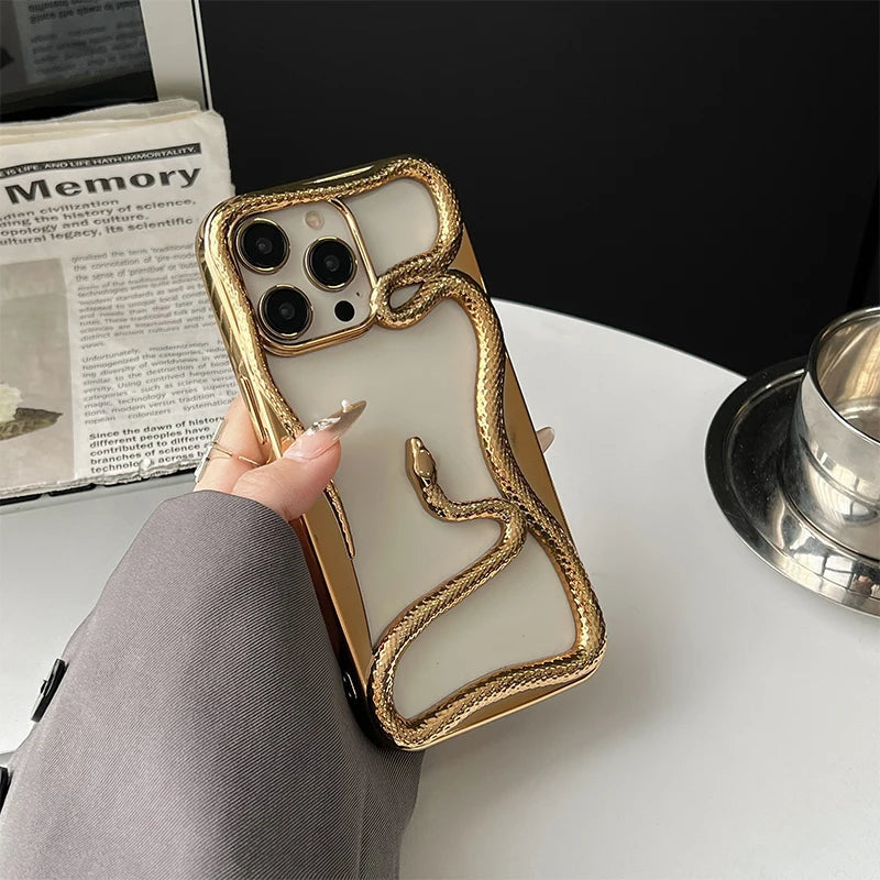 IPhone Electroplated Phone Case Soft TPU Shockproof Cover Snake Design