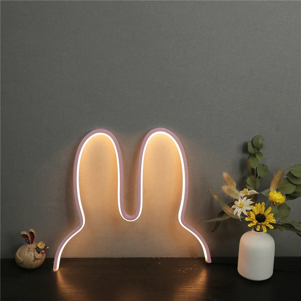 Rabbit LED Night Light USB Powered Bedside Lamp For Kids