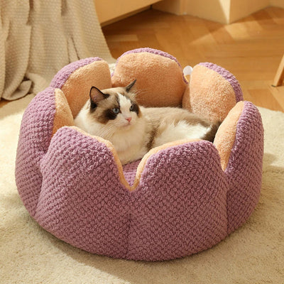 Cactus Petal Cat Bed Soft Cozy Winter Nest For Small Pets