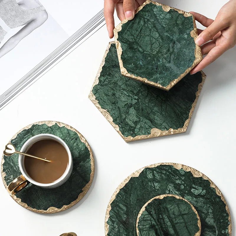Green Marble Jewelry Coaster Elegant Organizer For Rings Necklaces Cosmetics