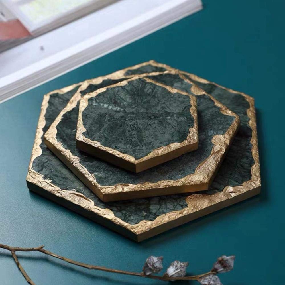 Green Marble Jewelry Coaster Elegant Organizer For Rings Necklaces Cosmetics