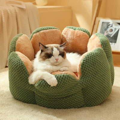 Cactus Petal Cat Bed Soft Cozy Winter Nest For Small Pets