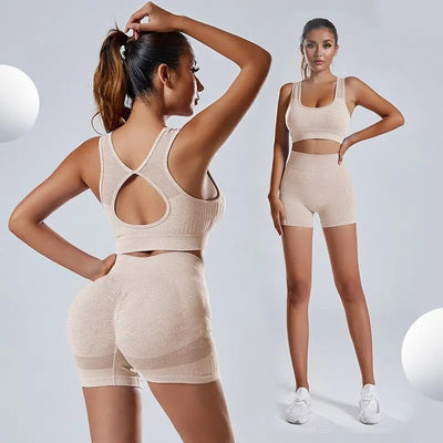 Acid Wash Workout Set For Women High Waist Shorts And Crop Top