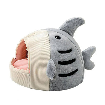 Shark-Shaped Cat Bed Cozy Semi Closed Nest For Pet Comfort