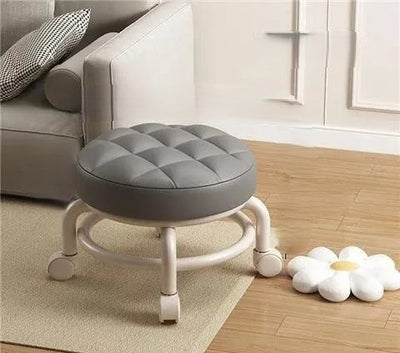 Rolling Low Stool With Wheels For Easy Shoe Changing And Tasks