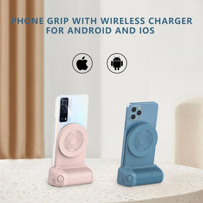 Grip Anti-Shake Phone Holder Magnetic Wireless Charger For Android IOS