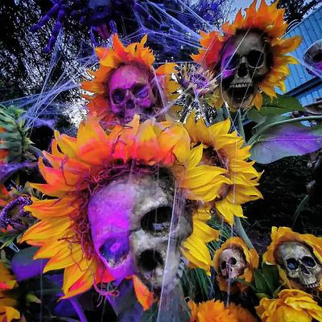 Halloween Skull Sunflower Decoration Outdoor Garden Decorative Stake