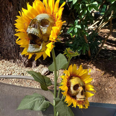 Halloween Skull Sunflower Decoration Outdoor Garden Decorative Stake