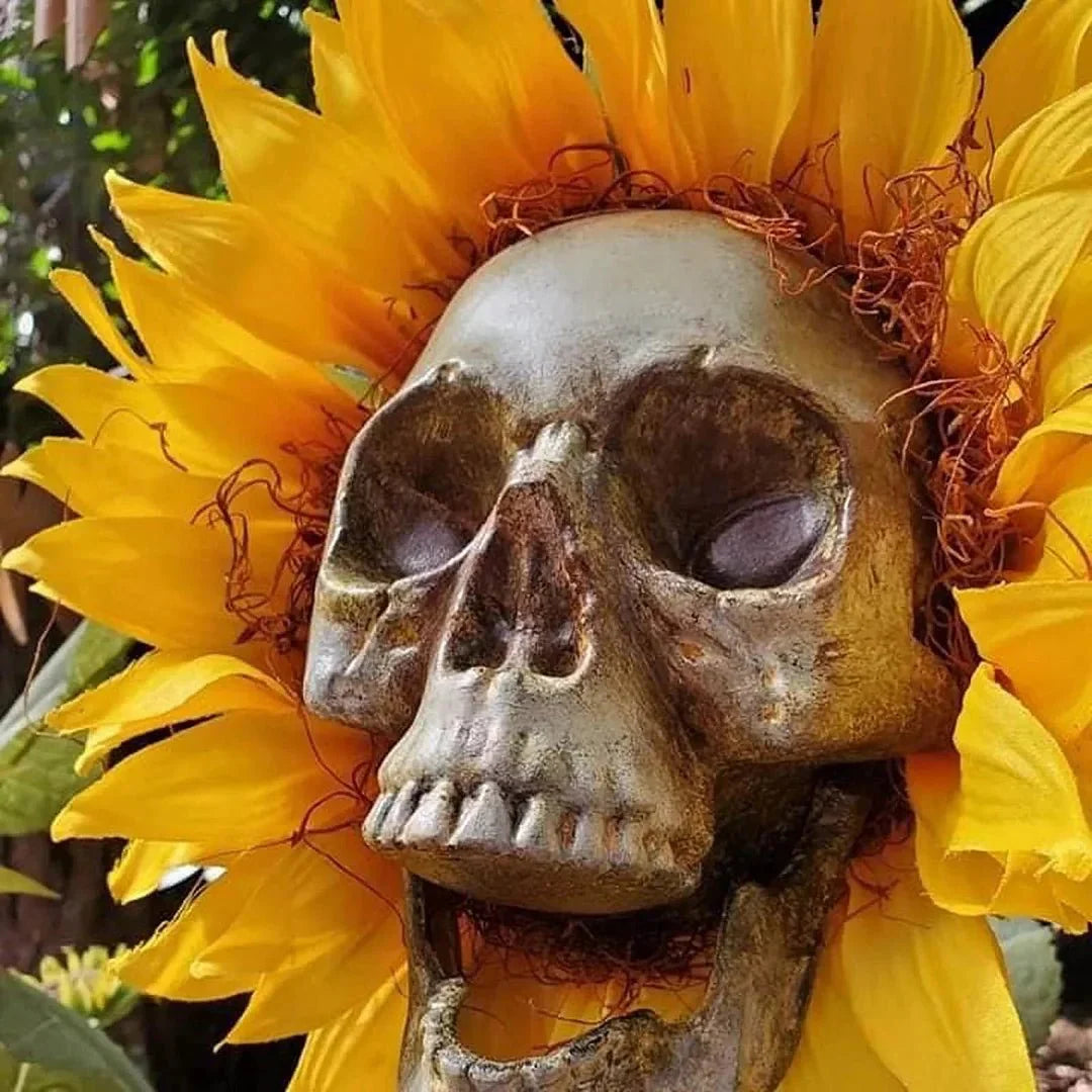 Halloween Skull Sunflower Decoration Outdoor Garden Decorative Stake