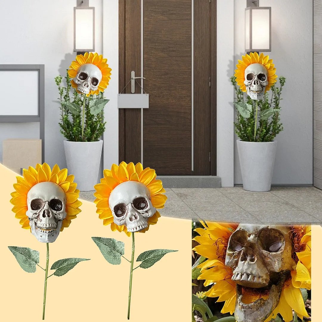 Halloween Skull Sunflower Decoration Outdoor Garden Decorative Stake
