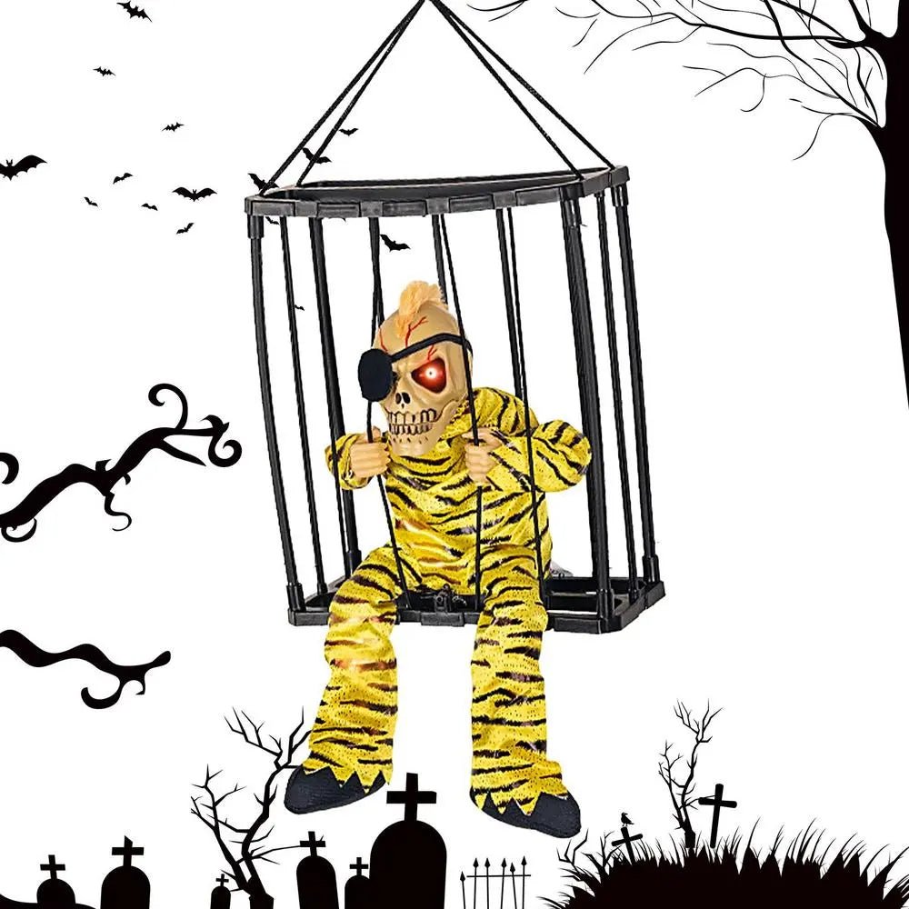Halloween Prisoner Ghost Decoration Talking Hanging Cage Ghost