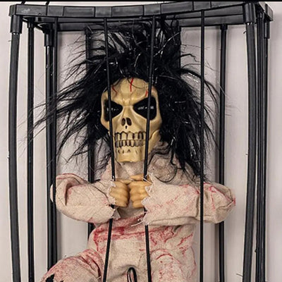 Halloween Prisoner Ghost Decoration Talking Hanging Cage Ghost