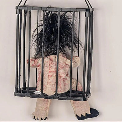 Halloween Prisoner Ghost Decoration Talking Hanging Cage Ghost
