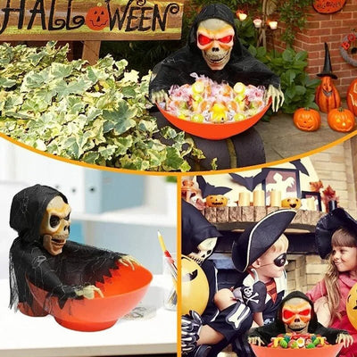 Halloween Candy Bowl Electric Ghost Fruit Plate Party Decoration