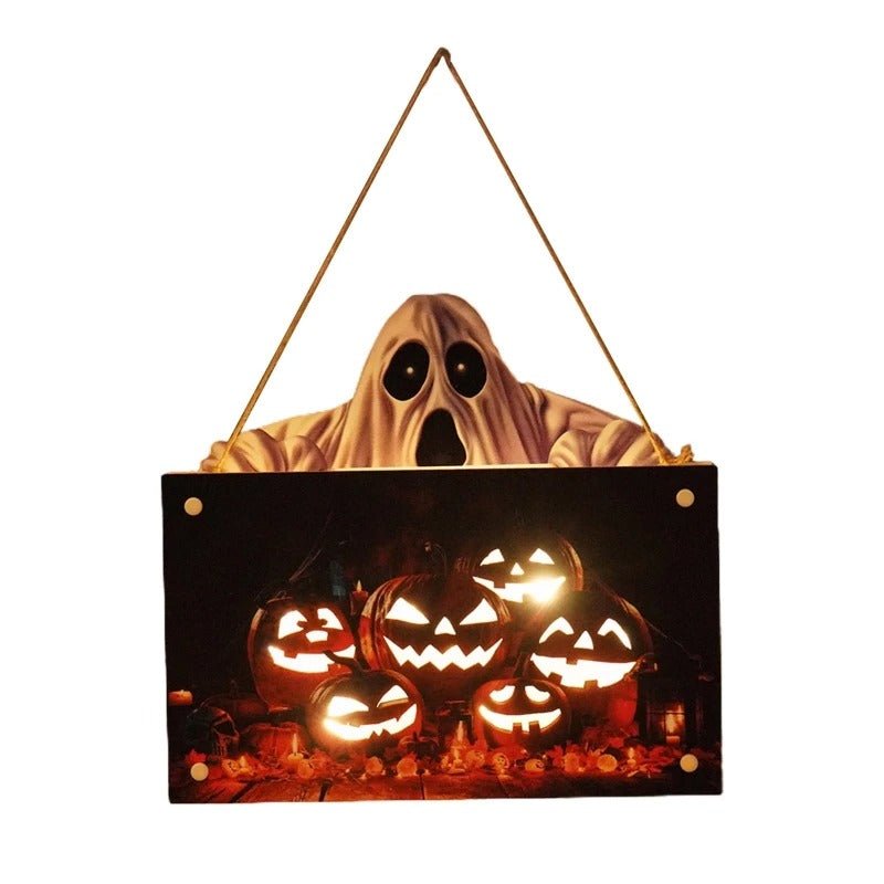 Halloween Wooden Door Sign Night Light Hanging Decor For Home