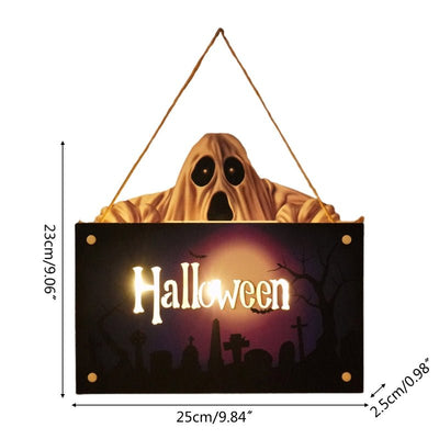 Halloween Wooden Door Sign Night Light Hanging Decor For Home