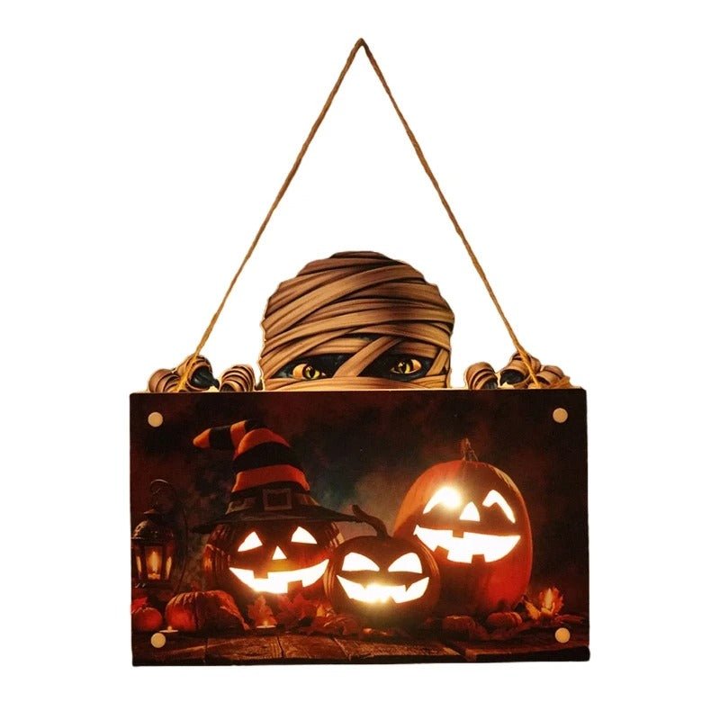 Halloween Wooden Door Sign Night Light Hanging Decor For Home