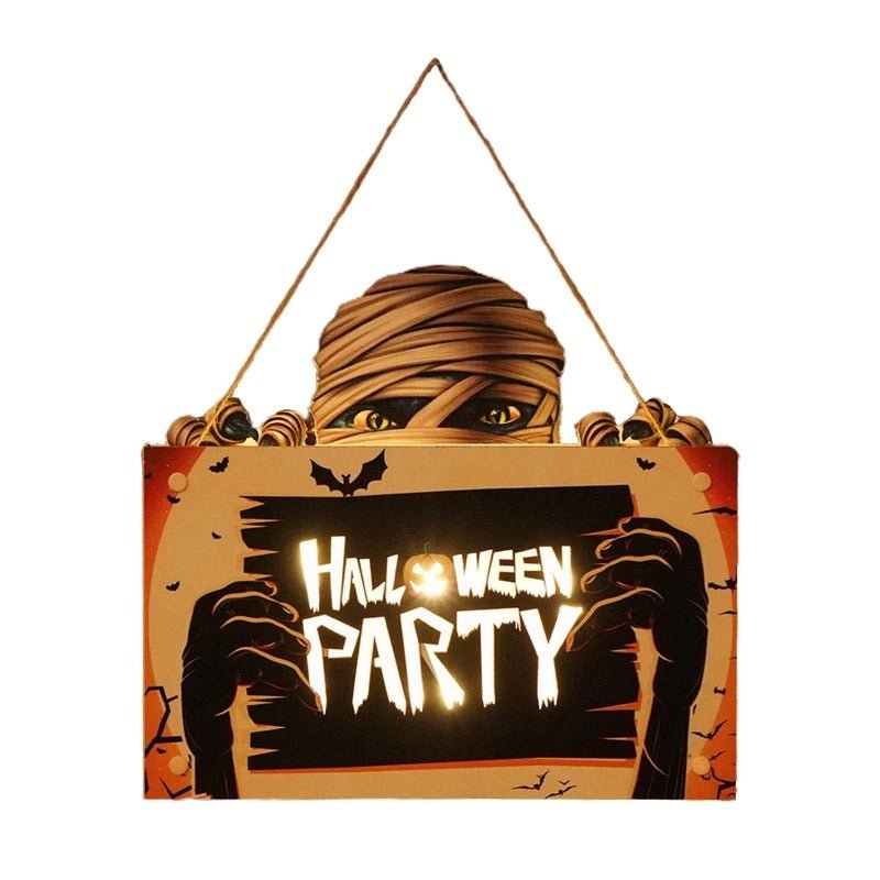 Halloween Wooden Door Sign Night Light Hanging Decor For Home