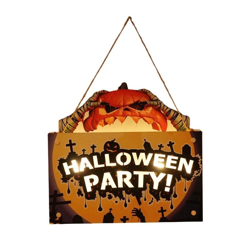 Halloween Wooden Door Sign Night Light Hanging Decor For Home