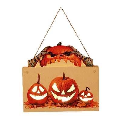 Halloween Wooden Door Sign Night Light Hanging Decor For Home