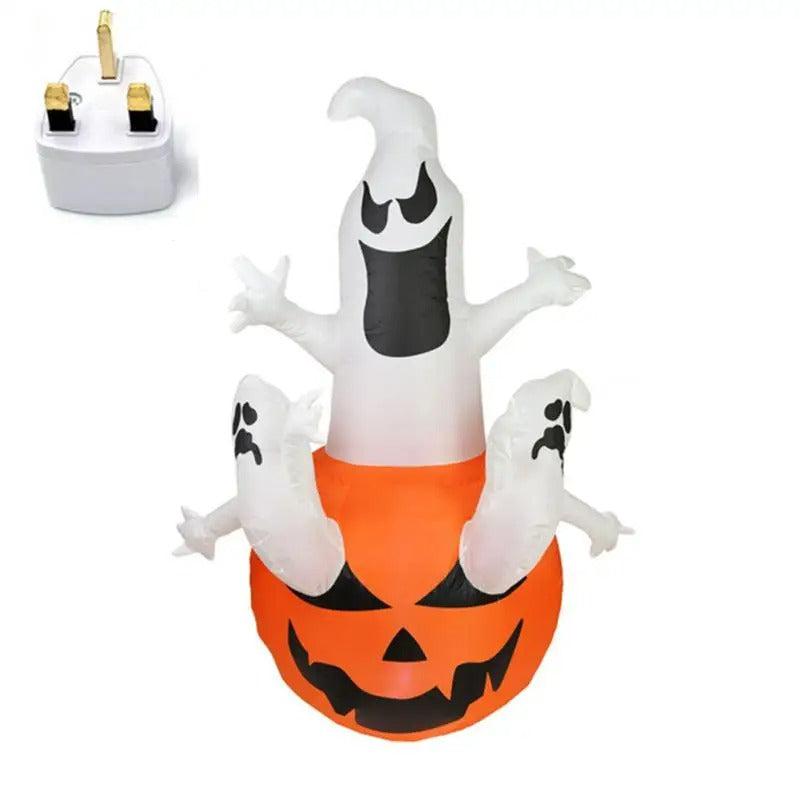 Halloween Inflatable Ghost Decoration Holding Pumpkin For Festive Party