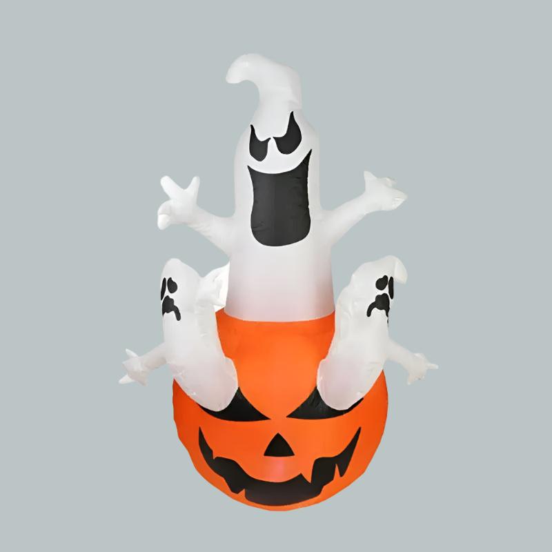 Halloween Inflatable Ghost Decoration Holding Pumpkin For Festive Party