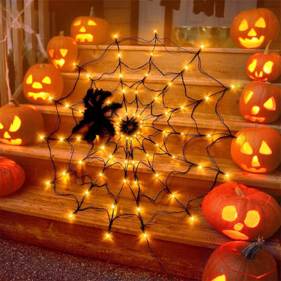 Halloween Spider Lights Waterproof LED Spiderweb Party Decoration