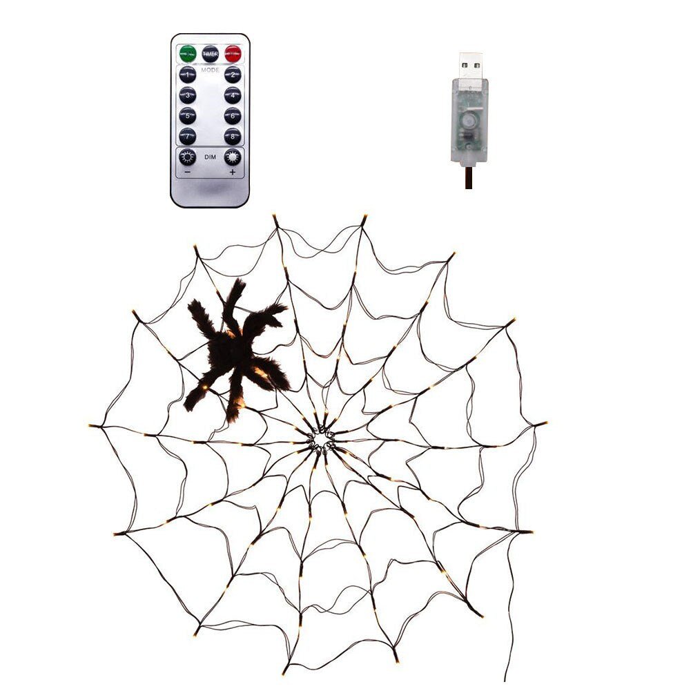 Halloween Spider Lights Waterproof LED Spiderweb Party Decoration