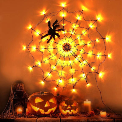 Halloween Spider Lights Waterproof LED Spiderweb Party Decoration