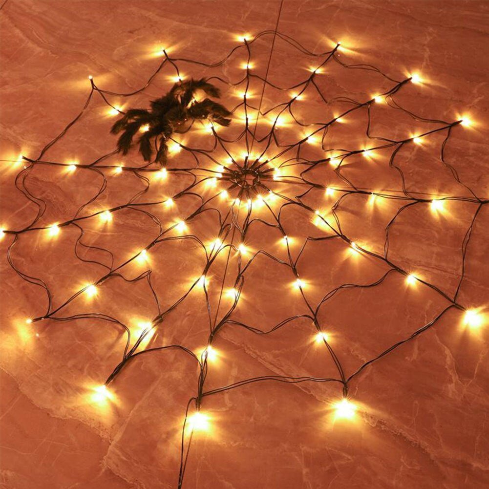 Halloween Spider Lights Waterproof LED Spiderweb Party Decoration