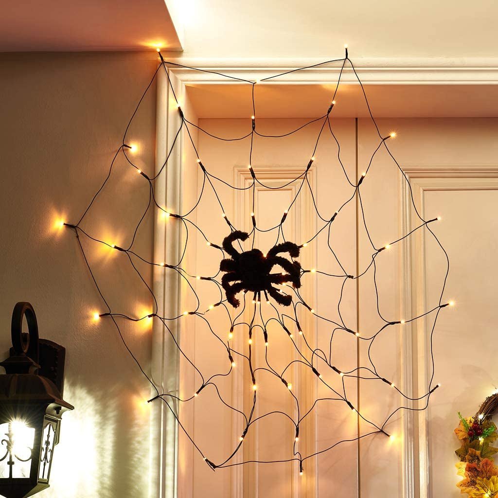Halloween Spider Lights Waterproof LED Spiderweb Party Decoration