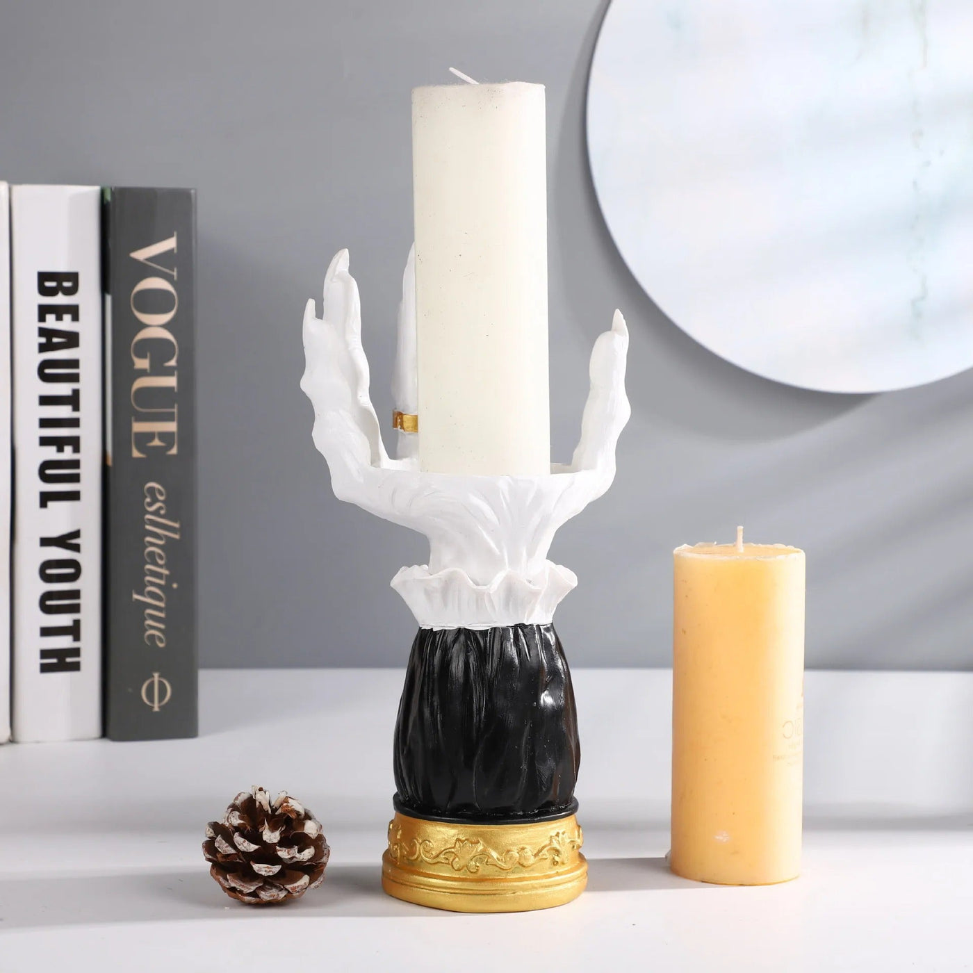 Halloween Candle Holder Palm Tray Witch Hand Decorative Party Accent