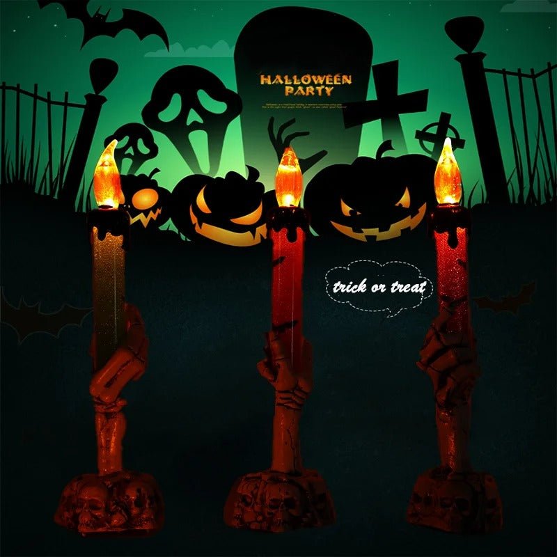 LED Skeleton Hand Candle Holder Halloween Party Decoration Lamp