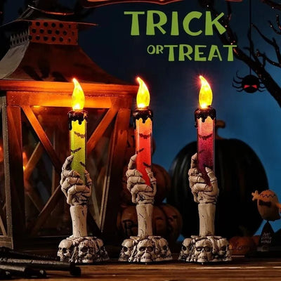 LED Skeleton Hand Candle Holder Halloween Party Decoration Lamp