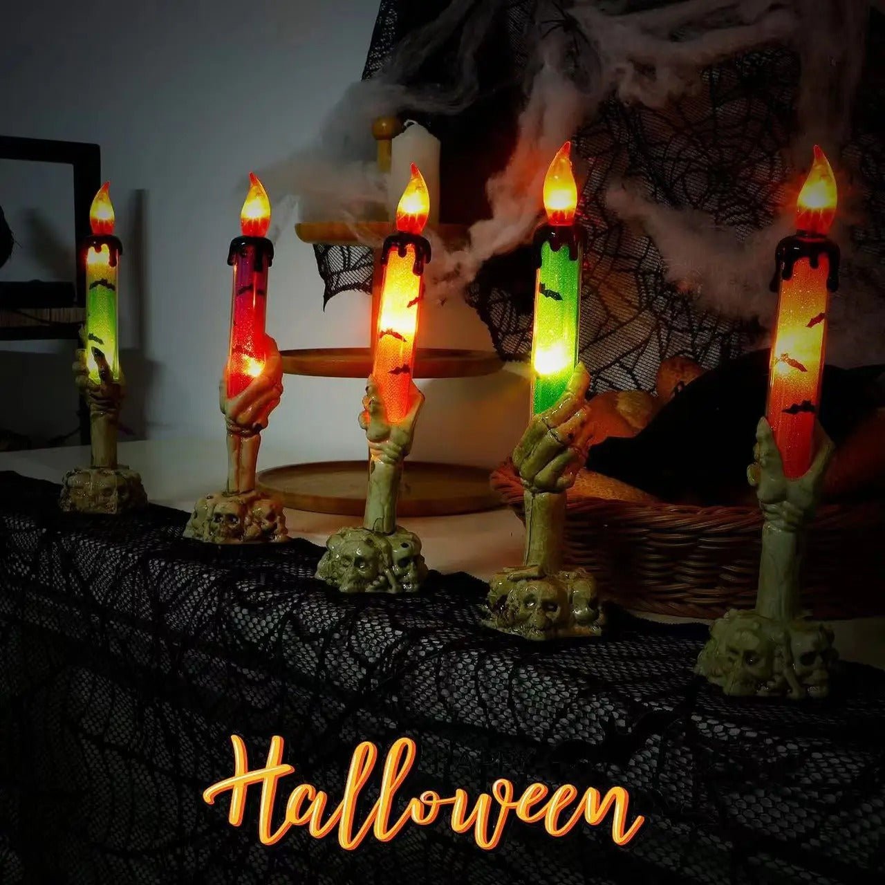 LED Skeleton Hand Candle Holder Halloween Party Decoration Lamp
