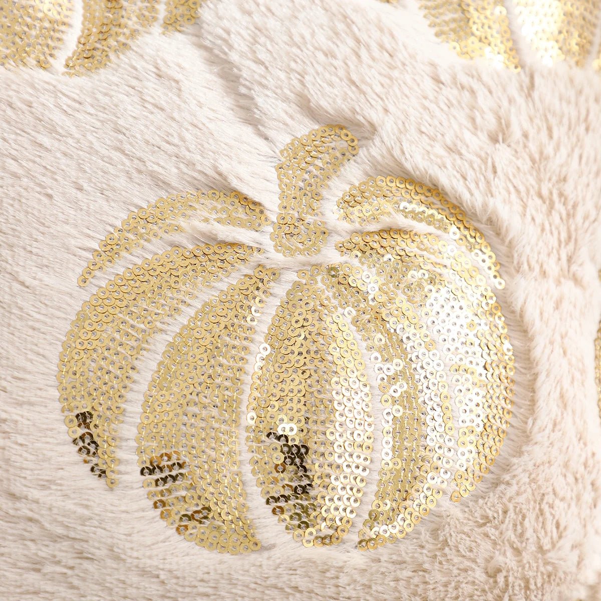 Halloween Pumpkin Throw Pillow Cover Plush Sequin Embroidery Zip Closure