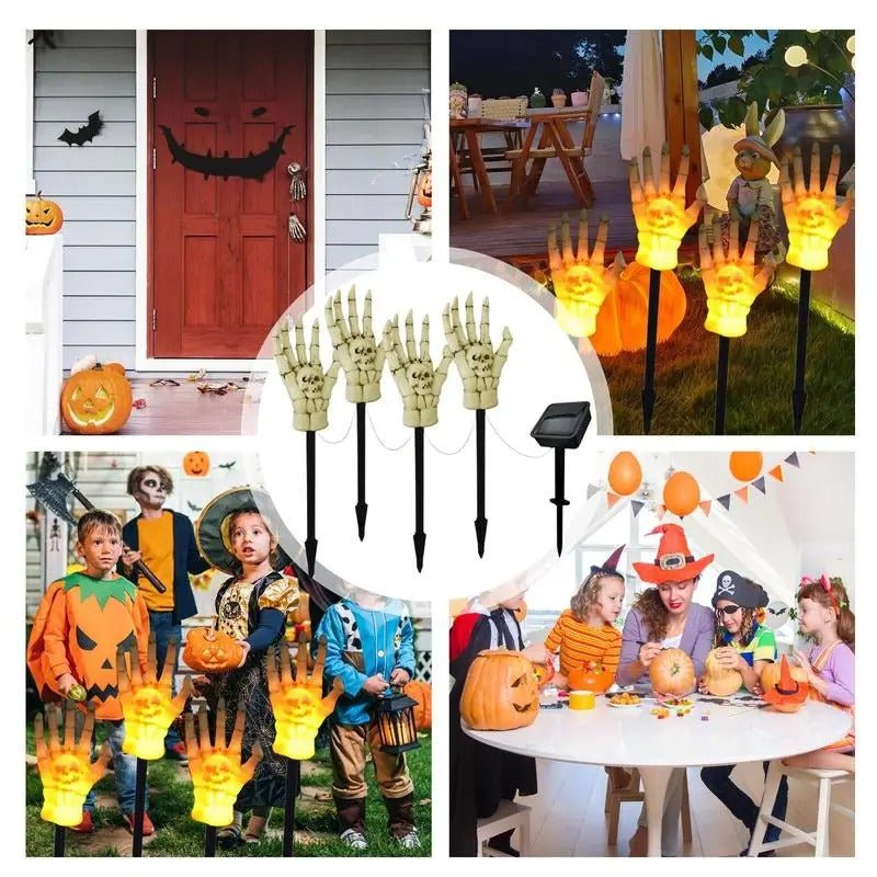 Halloween Solar Stake Lights Skeleton Hand Outdoor Garden Lamp