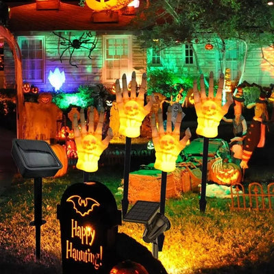 Halloween Solar Stake Lights Skeleton Hand Outdoor Garden Lamp
