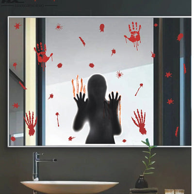 Halloween Wall Stickers Self Adhesive Ghost Blood Fingerprint Decorations