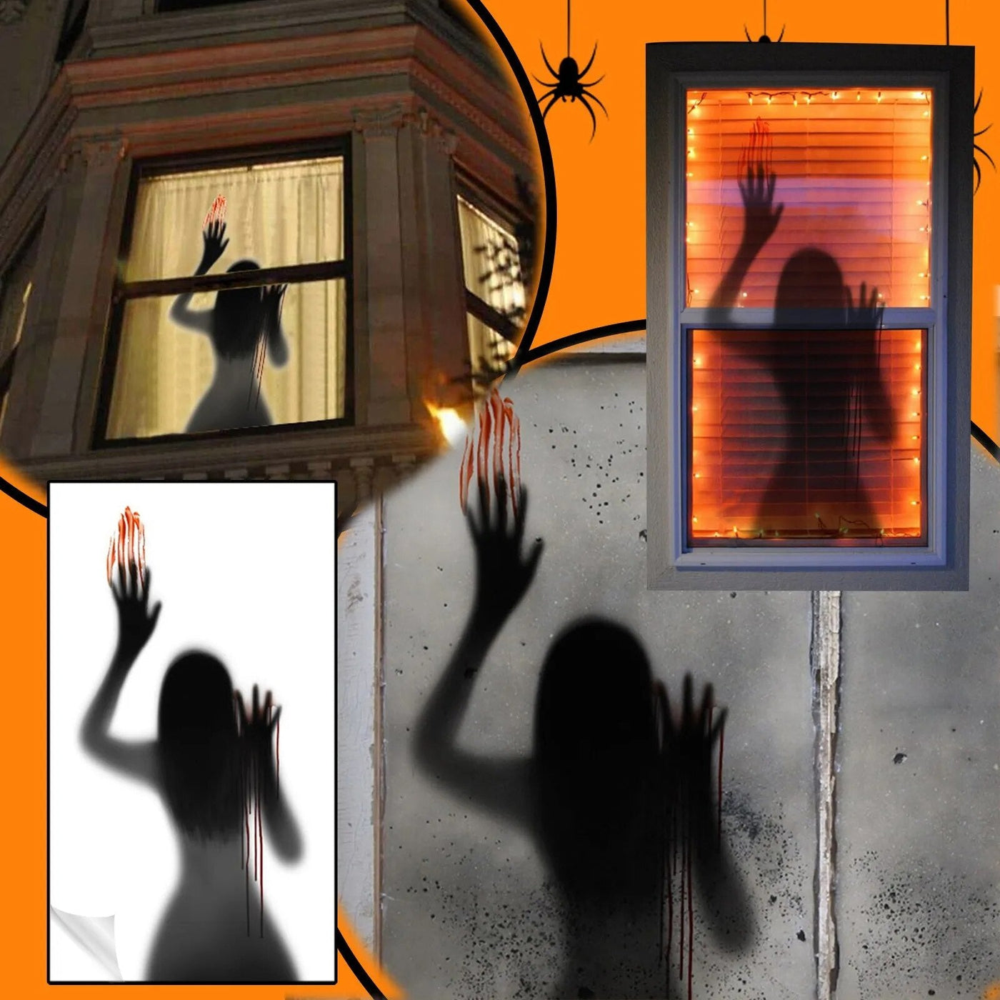 Halloween Wall Stickers Self Adhesive Ghost Blood Fingerprint Decorations